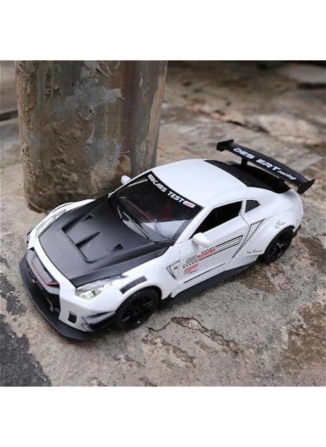 Generic - 1/24 Scale Compatible for Nissan GTR Model Car Toy, Zinc Alloy Pull Back Toy car with Sound and Light for Kids Boy Girl Gift (White) - Image 1