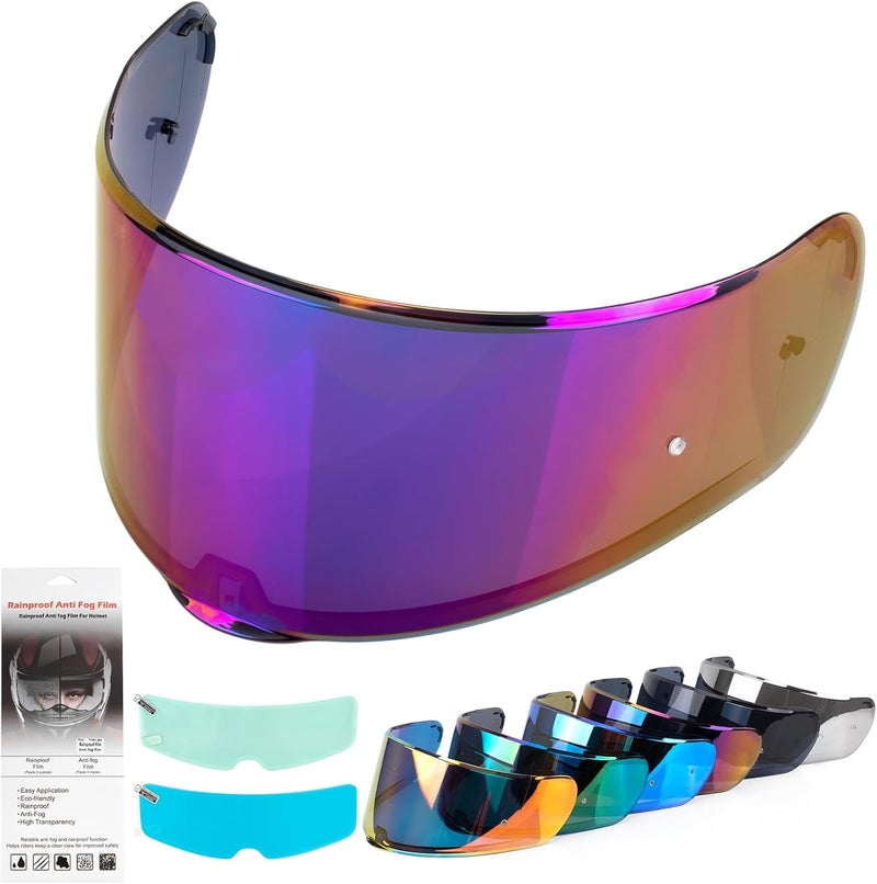 XINGWU Motorcycle Helmet Visor with Anti-Fog Rainproof Film - Rainbow - Image 1
