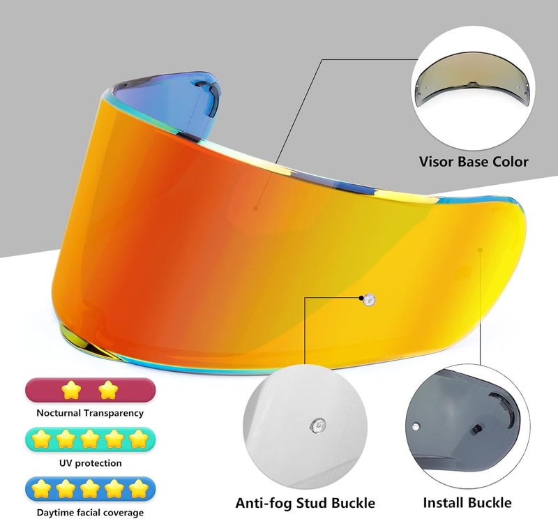 XINGWU Motorcycle Helmet Visor with Anti-Fog Rainproof Film - Rainbow - Image 4