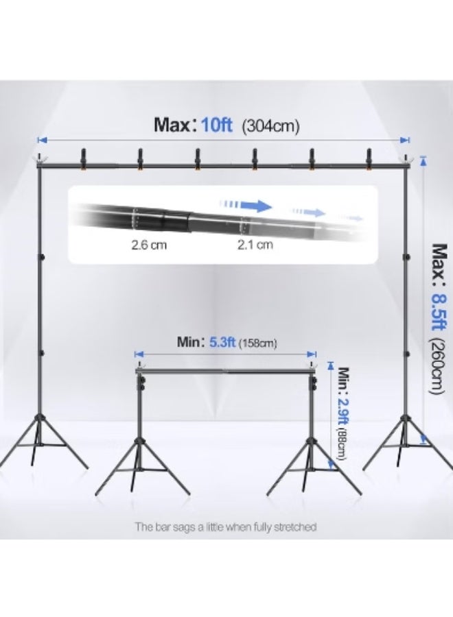 KIIUMI Backdrop Stand (2x3m), Adjustable Photo Studio Backdrop Stand Support Kit Background Stand with 6 Backdrop Clamps,4 Sandbags and Carrying Bag for Portrait Product Photography  - Image 2