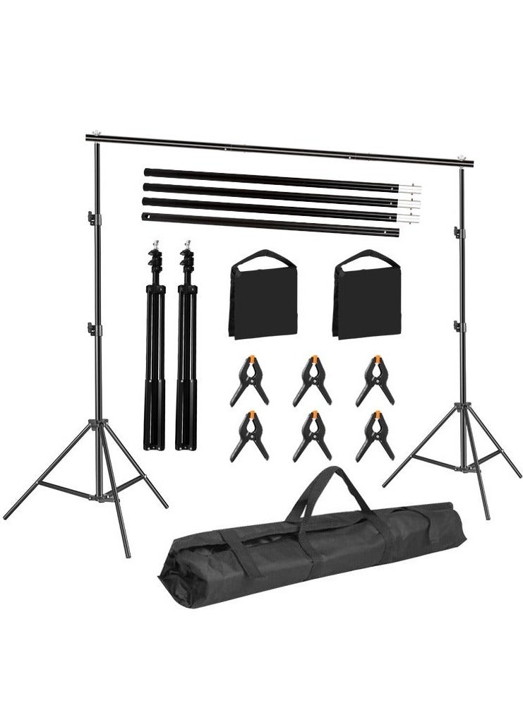 KIIUMI Backdrop Stand (2x3m), Adjustable Photo Studio Backdrop Stand Support Kit Background Stand with 6 Backdrop Clamps,4 Sandbags and Carrying Bag for Portrait Product Photography  - Image 1