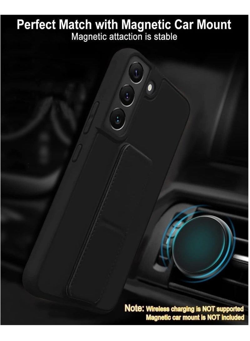 Samsung Galaxy S25 Case Cover | Premium Silicone for Soft-Touch Protection | Magnetic Car Mount Compatible | Built-in Kickstand for Hands-Free Viewing | Vertical & Horizontal Hand Strap for Secure Grip | Shockproof & Scratch-Resistant | Slim & Lightweight Protective Cover for Samsung Galaxy S25 (6.2-inch) – Black