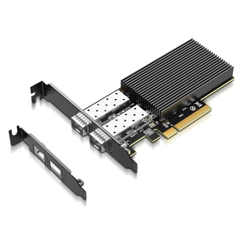 GigaPlus 10Gb Ethernet Card with 82599ES X520DA2 Controller GiGaPlus 10GB PCIE Network Card Adapter Dual LAN SFP Ports Supports WindowsWindows ServerVMware Functions for 10Gbe Networking NAS - Image 1