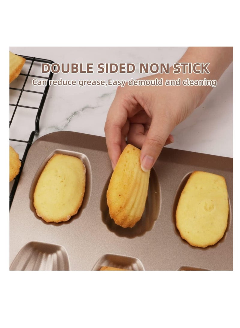 2 Pack Madeleine Pans for Baking, 12 Cavity Heavy Duty Shell Shape Baking Mold Nonstick Cookie Cake Pan for Oven - Image 5