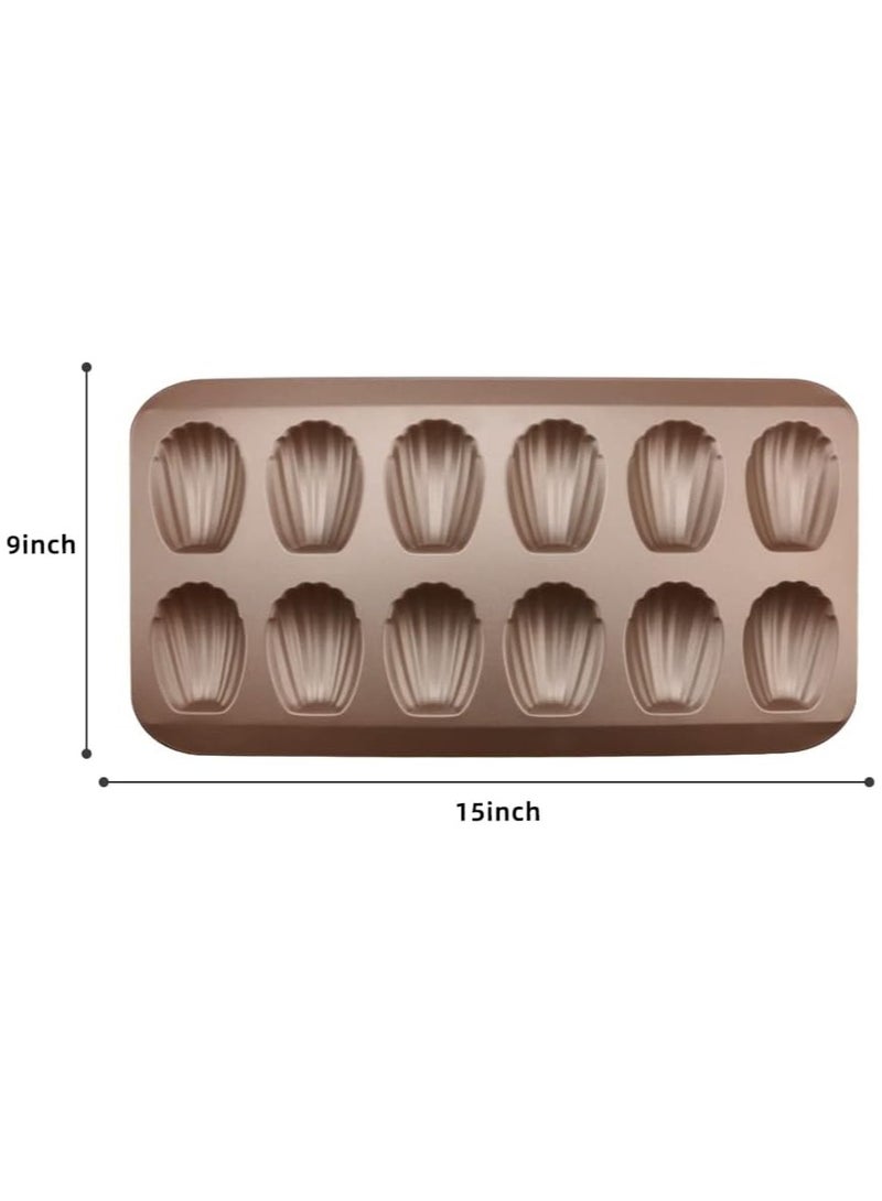2 Pack Madeleine Pans for Baking, 12 Cavity Heavy Duty Shell Shape Baking Mold Nonstick Cookie Cake Pan for Oven - Image 2