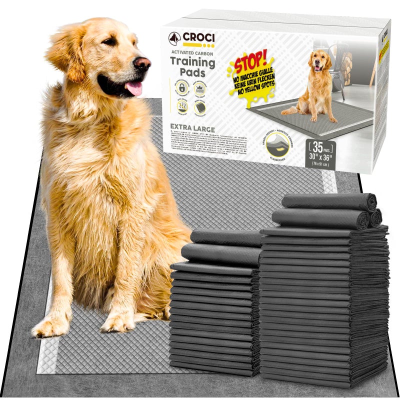 CROCI Pee Pads for Dogs XXL 30x36in, Charcoal Pet Pee Pads Odor-Control & Super Absorbent Up to 10 Cups, 6-Layer Quick Dry & Leak-Proof with Adhesive Tabs, Disposable (35 Counts) - Image 1