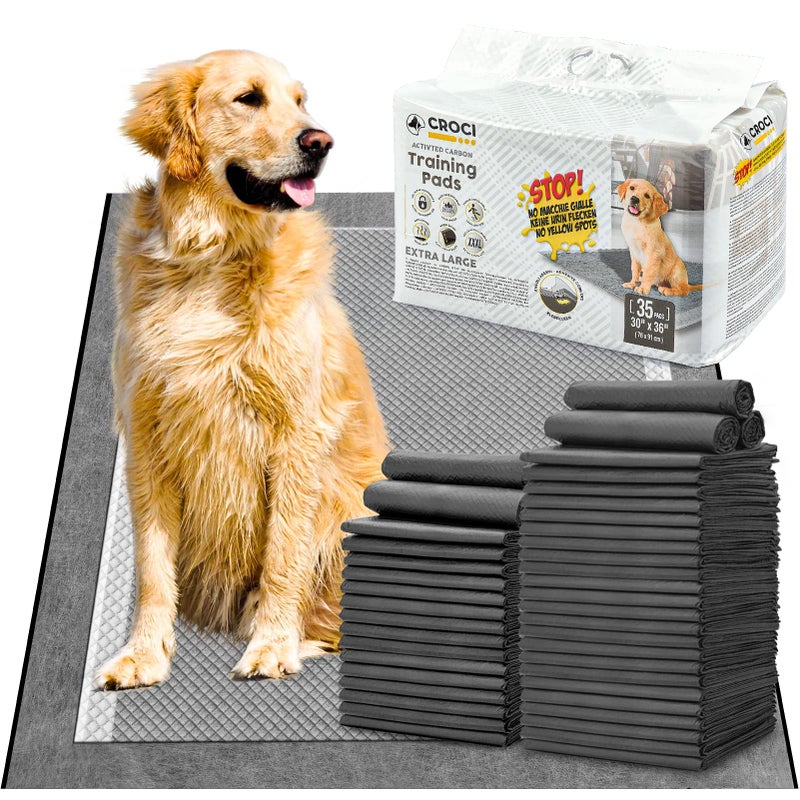 CROCI Pee Pads for Dogs XXL 30x36in, Charcoal Pet Pee Pads Odor-Control & Super Absorbent Up to 10 Cups, 6-Layer Quick Dry & Leak-Proof with Adhesive Tabs, Disposable (35 Counts) - Image 2