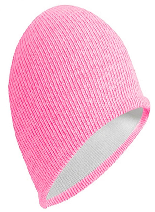 AMNQUERXUS Reflective Beanie Hat High Visibility Warm Winter Loop Knit Cap Gifts for Women Men (Pink) - Image 1