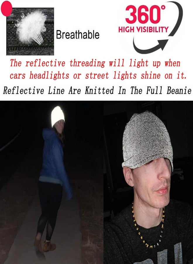 AMNQUERXUS Reflective Beanie Hat High Visibility Warm Winter Loop Knit Cap Gifts for Women Men (Pink) - Image 3