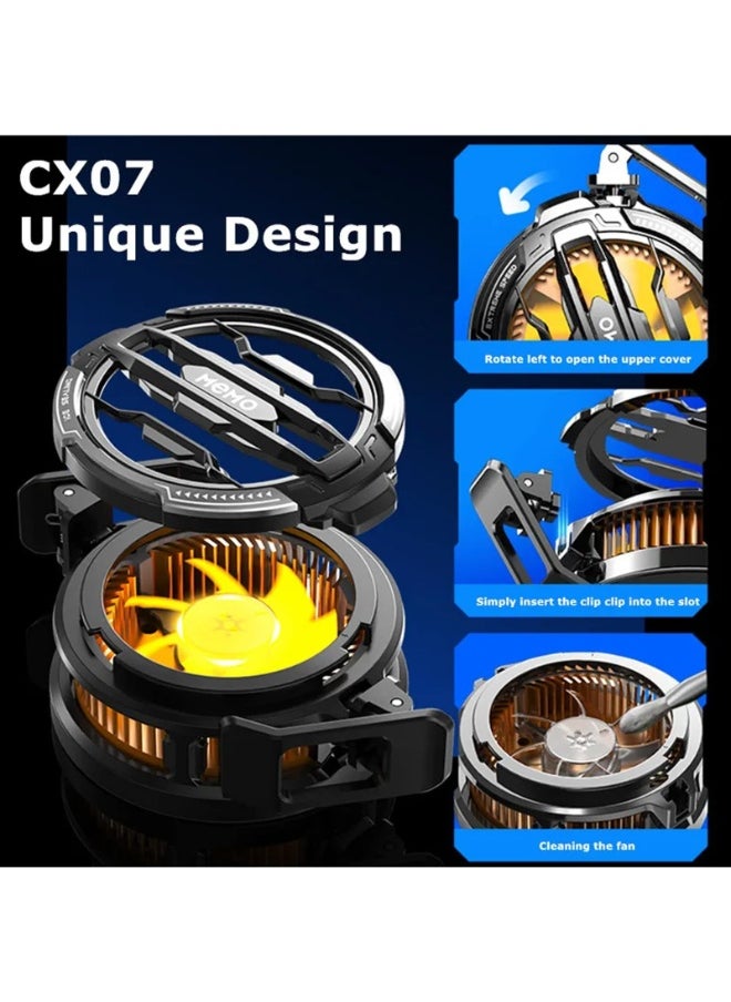 سکیلو مبرد هاتف مغناطيسي   CX07 مع RGB، خفيف الوزن 68 جرامًا، مبرد مروحة للهواتف المحمولة مقاس 2.83-3.66 بوصة، تحويل تردد ذكي بالذكاء الاصطناعي، تبريد مشتت حراري أشباه الموصلات للألعاب (أسود + RGB)  - Image 5