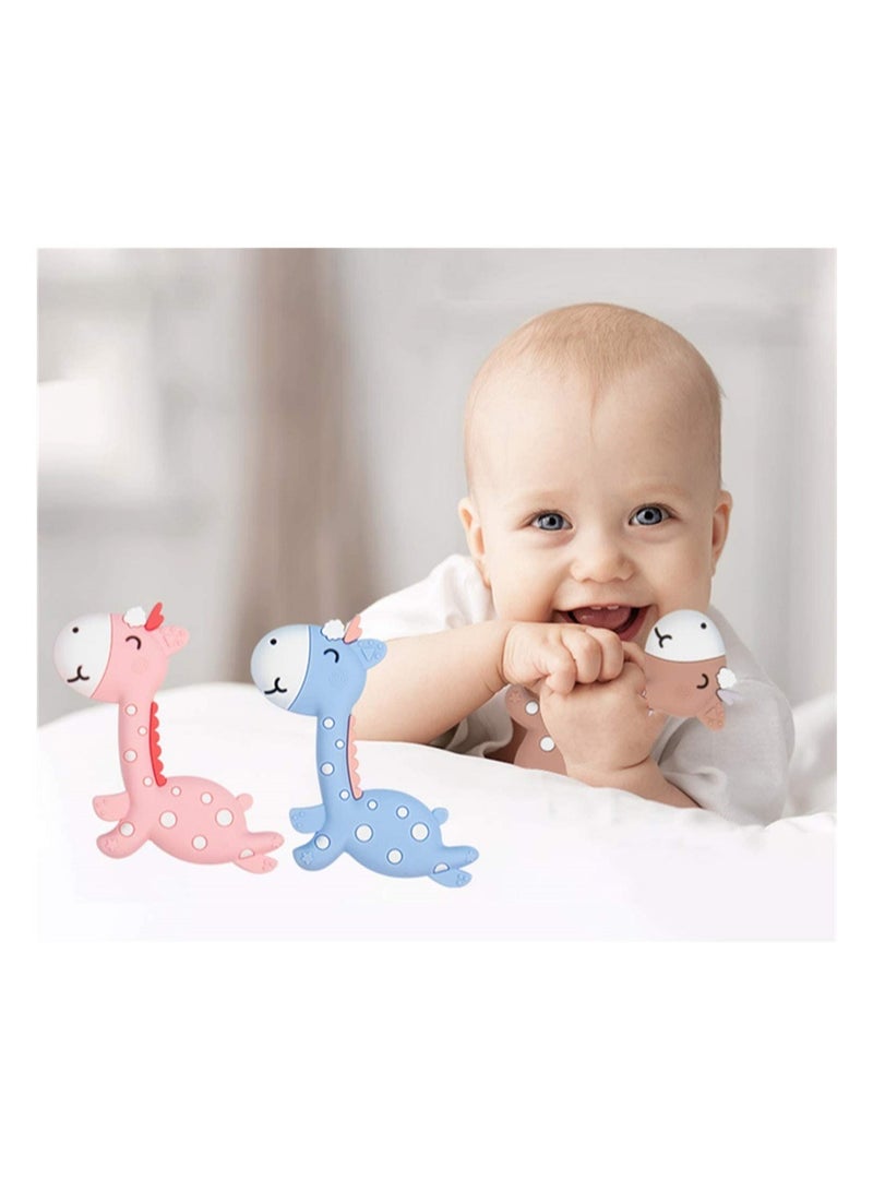 KASTWAVE Teething Toys, 2 Pack Silicone Baby Teething Toys Organic Teether Soft Safe Chewable Baby Teethers Pain Relief Toy for Little Boy and Girl(Blue, Pink) - Image 2