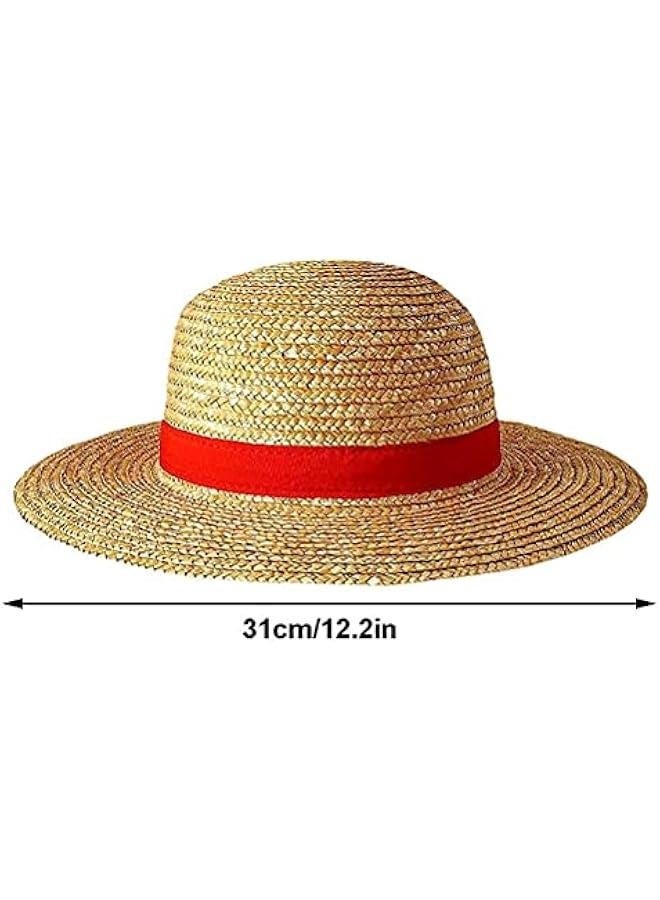 Luffy Straw Hat for Men Women, Multifunctional Cosplay Beach Anime Cartoon Character Sunscreen Straw Hat Cosplay Sun Hat  - Image 3