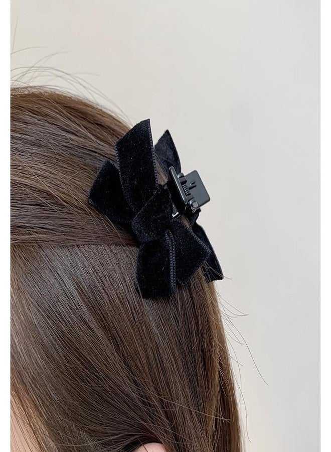 RFTWXHPN Black Velvet Bow Hair Claw Clips and Barrettes for Women and Girls - Bowknot Hair Accessories, 2 Pcs Small Claws Clips - Image 5