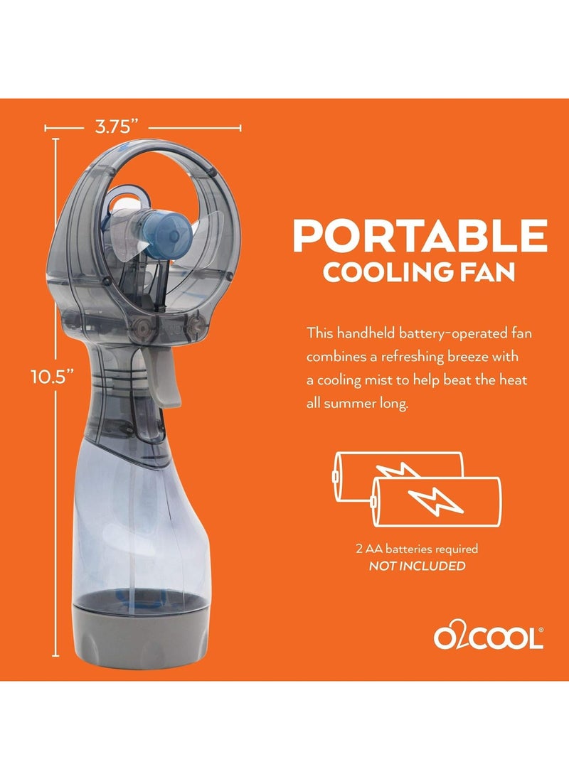 O2COOL - Deluxe Handheld Water Misting Fan - Battery Powered, Gray | Personal Cooling with Powerful One-Speed Motor, Portable & Lightweight | Perfect for Outdoor Activities, Travel & Kids - Image 1