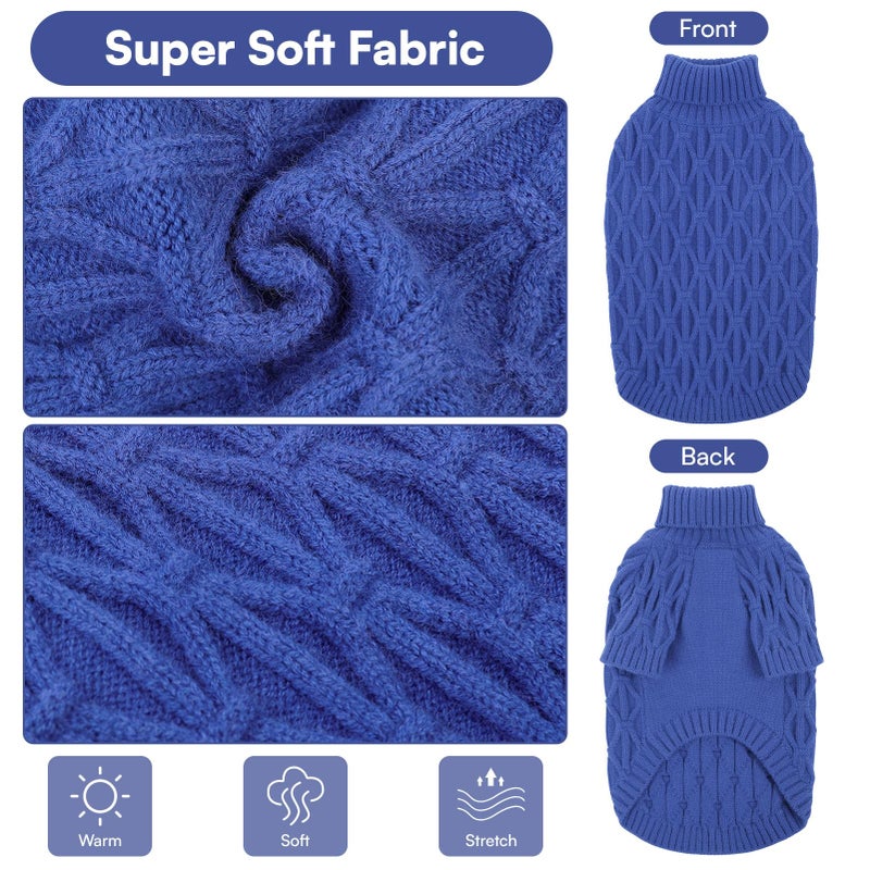 Queenmore Small Dog Sweater,Warm Pullover Dog Sweaters for Small Dogs Boys Girls,Soft Winter DogSweaters,Thick Warm Dogs Clothes for Chihuahua, Bulldog, Dachshund, Pug, Yorkie(Royal Blue,S) - Image 2
