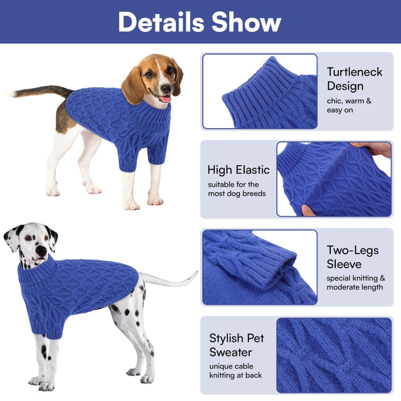 Queenmore Small Dog Sweater,Warm Pullover Dog Sweaters for Small Dogs Boys Girls,Soft Winter DogSweaters,Thick Warm Dogs Clothes for Chihuahua, Bulldog, Dachshund, Pug, Yorkie(Royal Blue,S) - Image 4