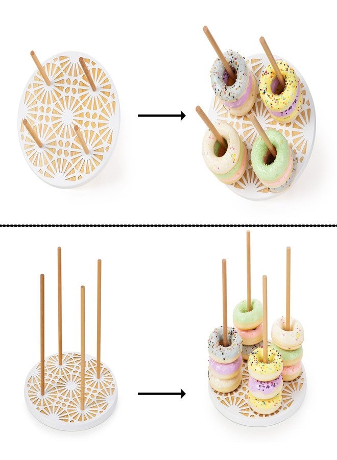 WOPARTY Donut Wall Stand,Doughnut Display Stand,Bagel Holder for Party, Dessert Table,Birthday, Wedding, Baby Shower, Bridal Showers,Party Supplies (Round) - Image 4