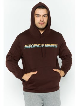 Men Sportswear Fit Brand Logo Long Sleeves Outdoor Sweatshirt, Brown