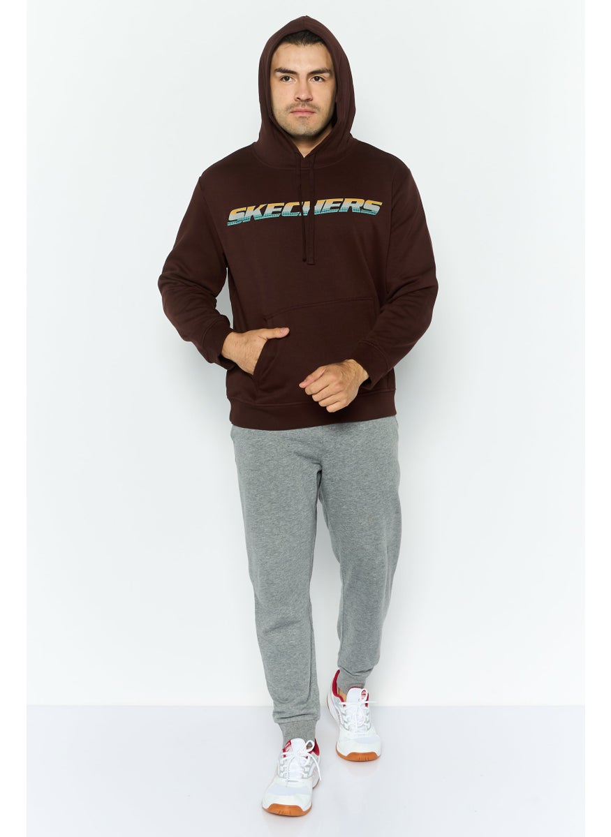 SKECHERS - Men Sportswear Fit Brand Logo Long Sleeves Outdoor Sweatshirt, Brown - Image 1