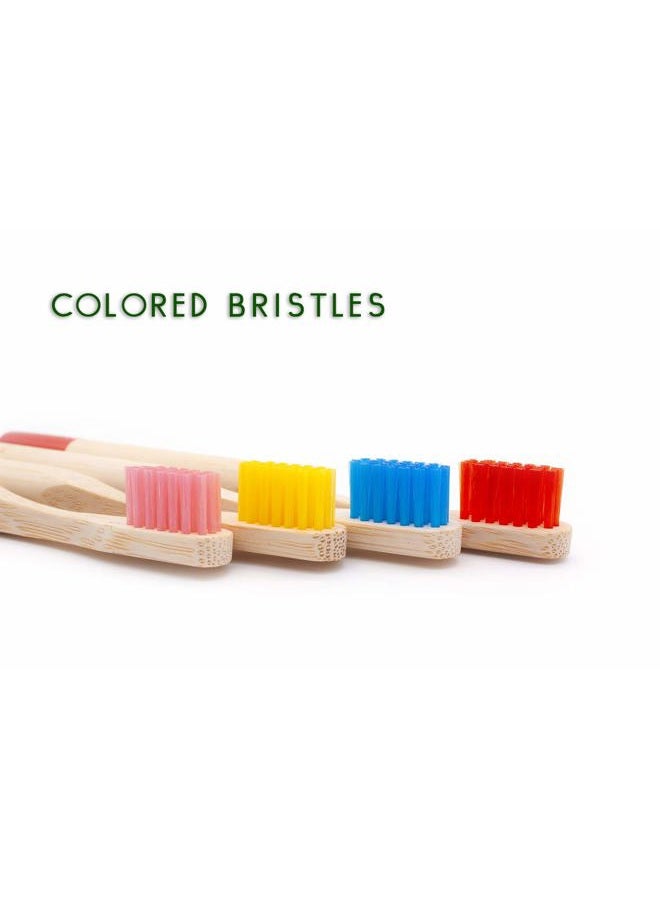 Virgin forest Kids Bamboo Toothbrushes, Child Size Soft BPA Free Colored Safe Bristles (4 Pack) - Image 4