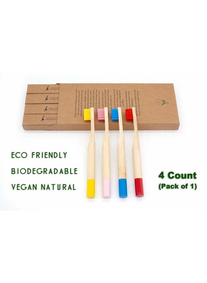 Virgin forest Kids Bamboo Toothbrushes, Child Size Soft BPA Free Colored Safe Bristles (4 Pack) - Image 2