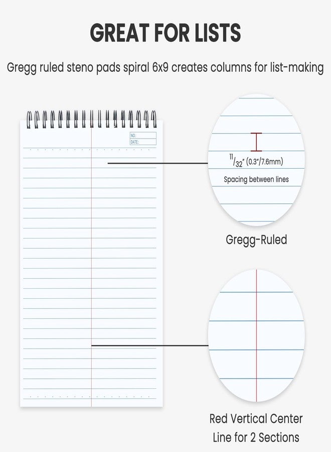 مجموعة من 12 دفتر ملاحظات حلزوني من Mzj.Office Steno Pads مقاس 6x9 | دفاتر ملاحظات حلزونية علوية | دفتر ملاحظات حلزوني 50 ورقة لكل دفتر | دفتر ملاحظات حلزوني مسطر من Gregg مقاس 6x9 | دفاتر ملاحظات للعمل. - Image 4