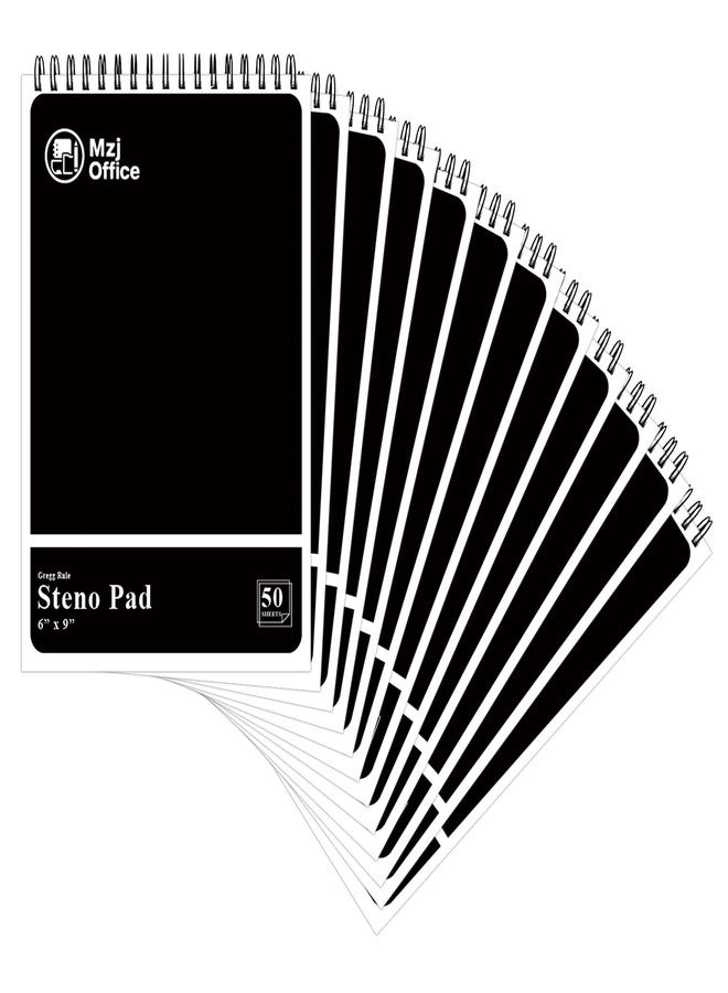 مجموعة من 12 دفتر ملاحظات حلزوني من Mzj.Office Steno Pads مقاس 6x9 | دفاتر ملاحظات حلزونية علوية | دفتر ملاحظات حلزوني 50 ورقة لكل دفتر | دفتر ملاحظات حلزوني مسطر من Gregg مقاس 6x9 | دفاتر ملاحظات للعمل. - Image 1