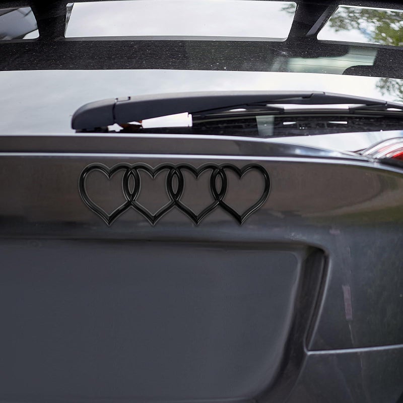 Black 3D Heart Car Sticker Rear Trunk Emblem Decal Love Tail Badge - Image 5