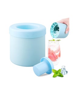 Mini Ice Maker Cup, Cylinder Ice Cube Mold, Small Ice Cube Tray with Lid, Decompress Ice Lattice Molding Ice Cup Press-Type, 60 Ice Cubes Make, Easy-Release (Blue)