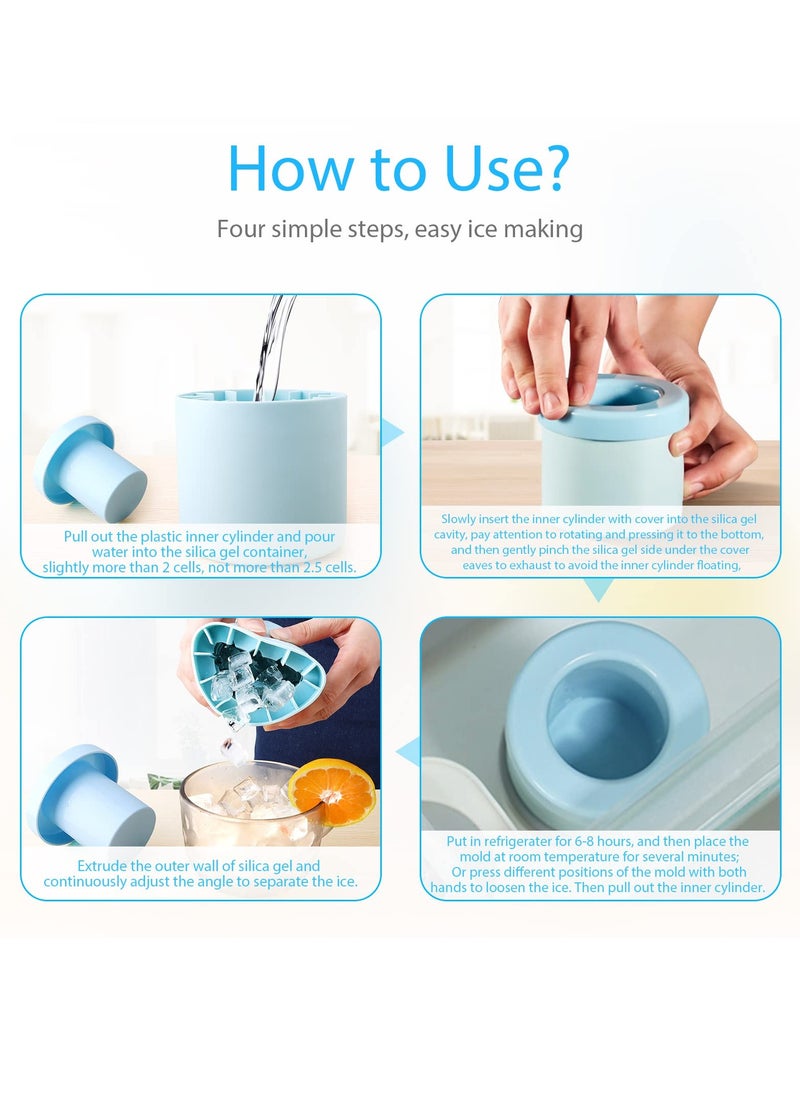 sokany - Mini Ice Maker Cup, Cylinder Ice Cube Mold, Small Ice Cube Tray with Lid, Decompress Ice Lattice Molding Ice Cup Press-Type, 60 Ice Cubes Make, Easy-Release (Blue) - Image 1