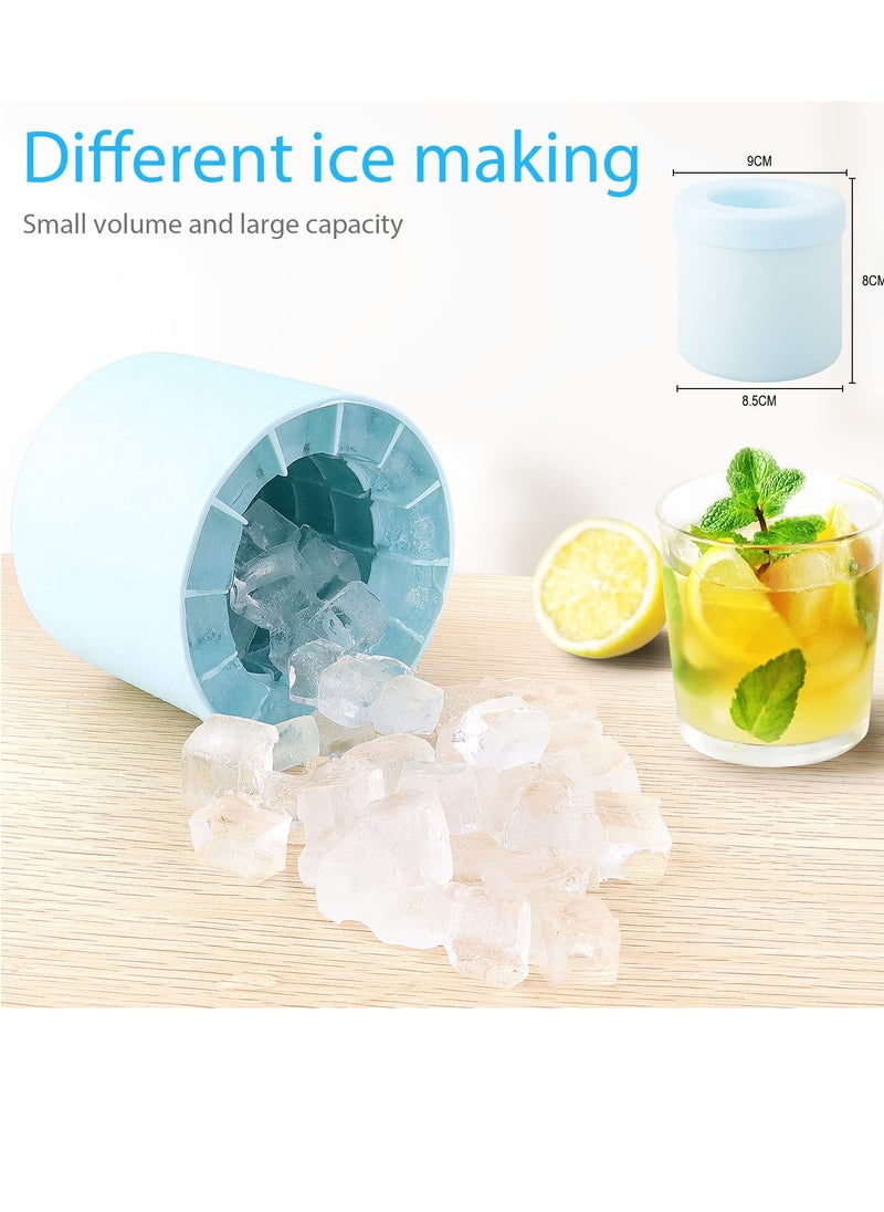 sokany - Mini Ice Maker Cup, Cylinder Ice Cube Mold, Small Ice Cube Tray with Lid, Decompress Ice Lattice Molding Ice Cup Press-Type, 60 Ice Cubes Make, Easy-Release (Blue) - Image 1