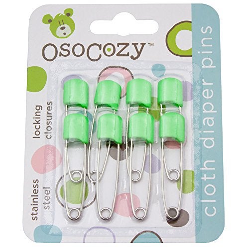 OsoCozy OsoCozy Diaper Pins Light Green Sturdy Stainless Steel Diaper Pins with Safe Locking Closures Use for Special Events Crafts or Colorful Laundry Pins