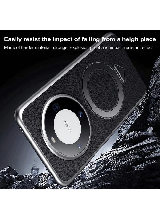 SULADA - Case For Huawei Mate 60 Pro / Mate 60 Pro+ Top Grain Leather MagSafe Magnetic Holder Phone Case - Image 1