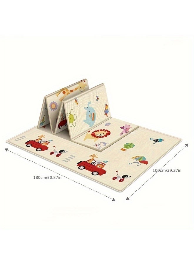 Capstro Foldable Baby Play Mat Animal & Traffic Theme Thick Foam Floor Mat with Soft Cushioning for Crawling & Tummy Time, Easy Fold Design with Carry Handle – Animal & Traffic - Image 5