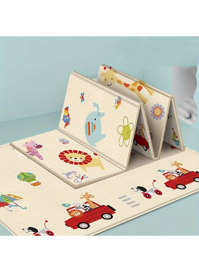 Capstro Foldable Baby Play Mat Animal & Traffic Theme Thick Foam Floor Mat with Soft Cushioning for Crawling & Tummy Time, Easy Fold Design with Carry Handle – Animal & Traffic - Image 2