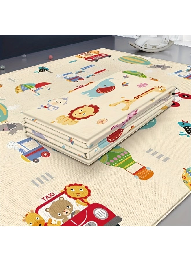 Capstro Foldable Baby Play Mat Animal & Traffic Theme Thick Foam Floor Mat with Soft Cushioning for Crawling & Tummy Time, Easy Fold Design with Carry Handle – Animal & Traffic - Image 4