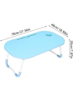 NAFEH Portable Folding Laptop Desk Blue 60x40x28cm for Bed With iPad and Cup Holder Adjustable Lap Tray Notebook Stand Foldable Non-Slip Legs table  - Image 2