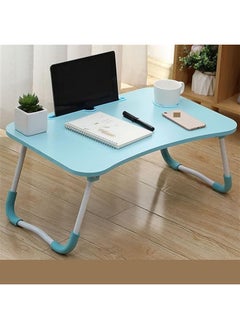 NAFEH Portable Folding Laptop Desk Blue 60x40x28cm for Bed With iPad and Cup Holder Adjustable Lap Tray Notebook Stand Foldable Non-Slip Legs table  - Image 4