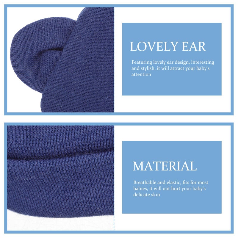 Soft Cotton Baby Hats With Bear Ears 6 Pack For 0 1 Year Old Boys Multi Color - Image 5