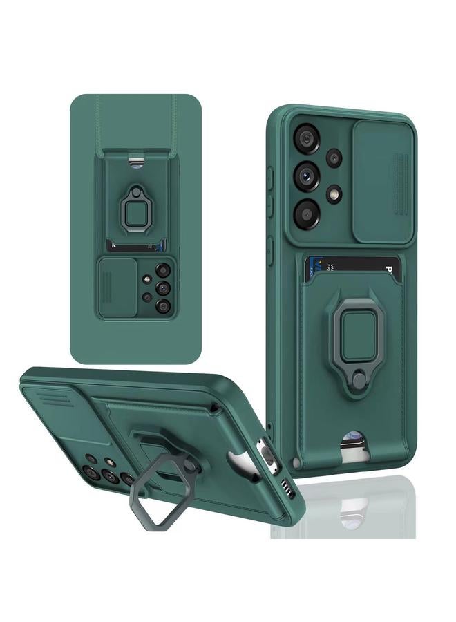 erorex Case For Samsung Galaxy A52 4G / 5G Sliding Camshield Magnetic Card Holder Silicone Phone Case - Image 1