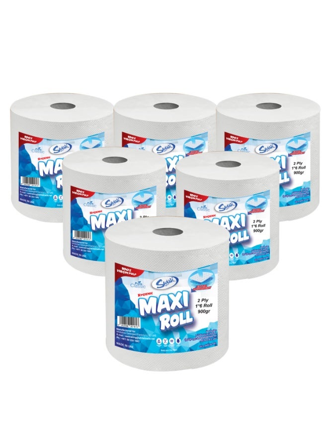 Swish Super Maxi Roll Tissue Paper, 900g, Hand Towels 2 Ply - 6 Rolls - Image 1