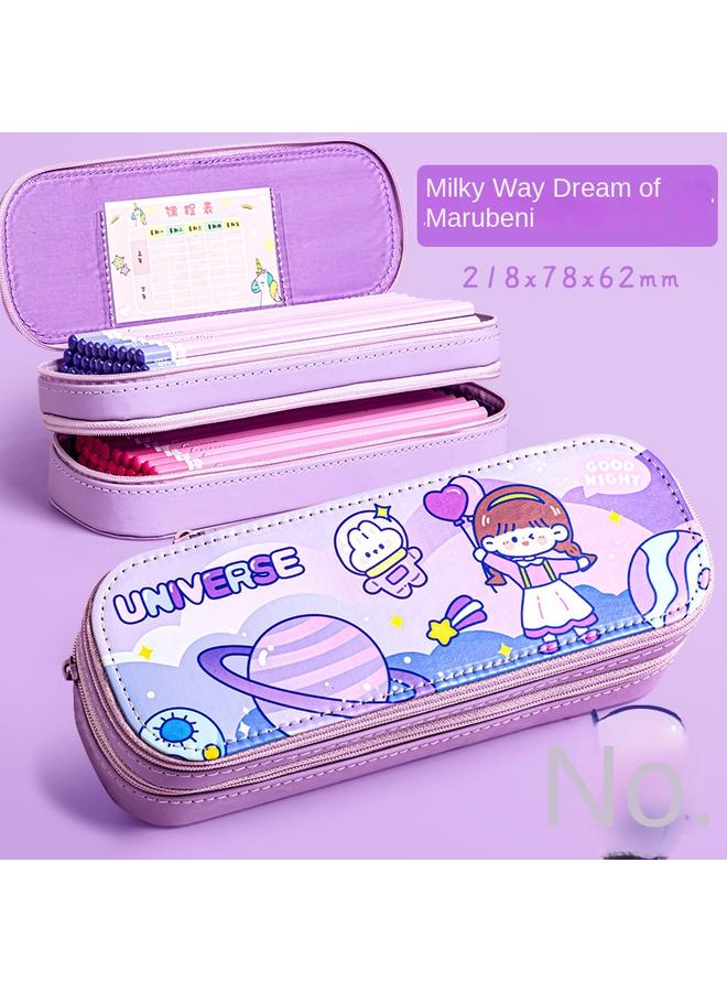 Bluejw Large Capacity Pencil Case Multifunctional Third Grade Double-layer Pencil Case High Color Value Waterproof Storage Pencil Case For Girls - Image 1