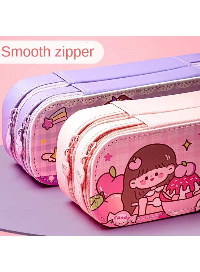 Bluejw Large Capacity Pencil Case Multifunctional Third Grade Double-layer Pencil Case High Color Value Waterproof Storage Pencil Case For Girls - Image 3