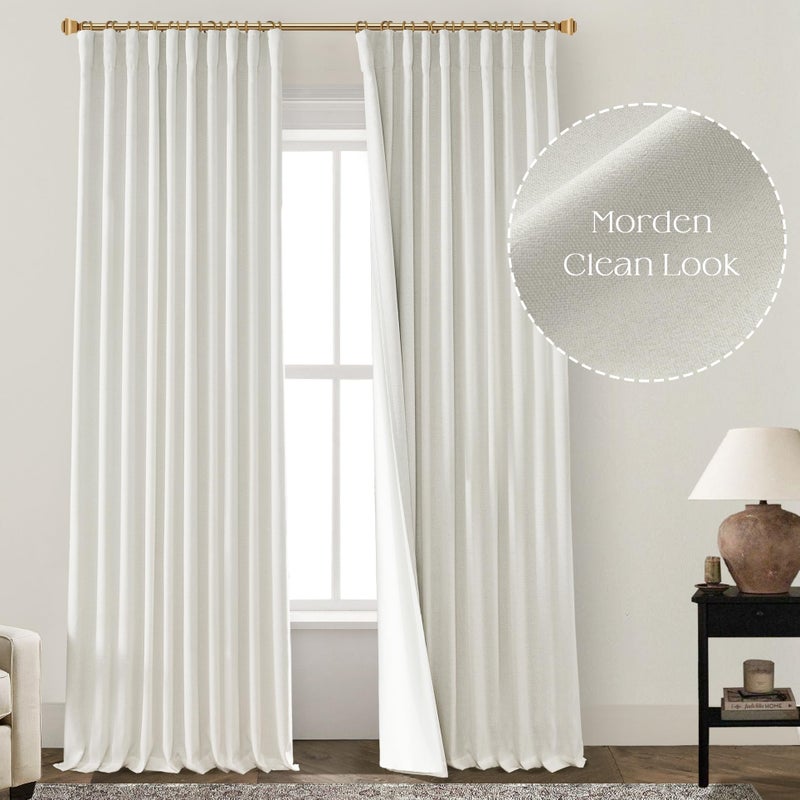 PANELSBURG Boho Curtains 2 Panels Blackout Curtains 70 Inch Extra Wide for Bedroom Sliding Glass Door Black Out Large Window Linen Curtain Drapes for Living Room 70 Width by 90in Length Cream - Image 5