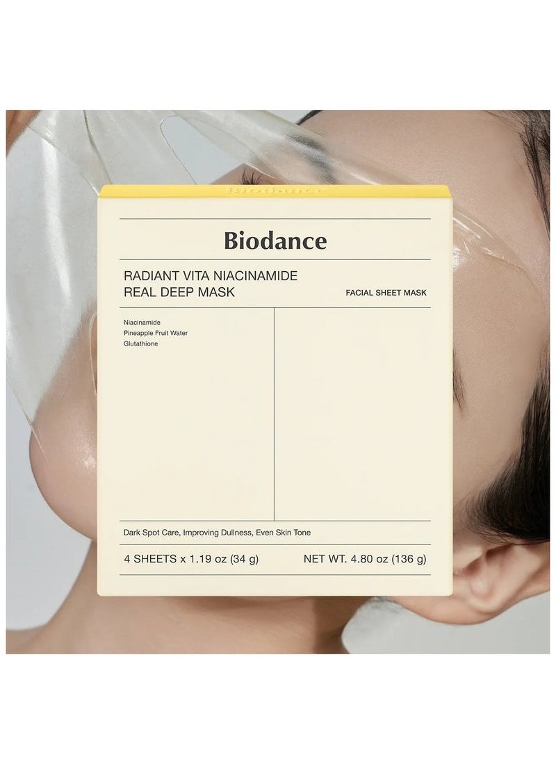 BIODANCE - Biodance Radiant Vita Niacinamide Real Deep Mask 34g x4ea - Image 1