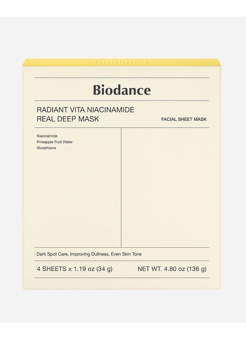 BIODANCE - Biodance Radiant Vita Niacinamide Real Deep Mask 34g x4ea - Image 1