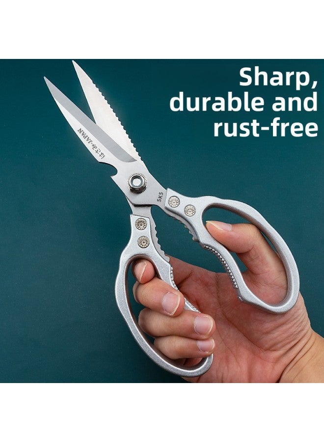 Japanese Fifth Generation Scissors Stainless Steel Kitchen Scissors All Steel Chicken Bone Scissors Multifunctional Strong Industrial Scissors For Home Use-Specifications:Classic 1st Generation (silver) - Image 2