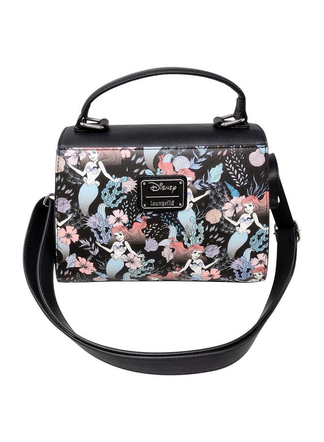 Loungefly Disney The Little Mermaid Ariel Allover Floral Print Crossbody Satchel Handbag Purse - Image 3