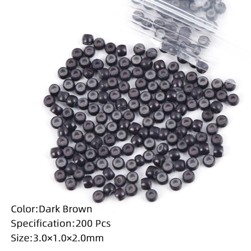 Vlasy 200Pcs Nano Rings Silicone Beads for Nano Ring Human Hair Extensions 5 Color Optional (Dark Brown) - Image 3