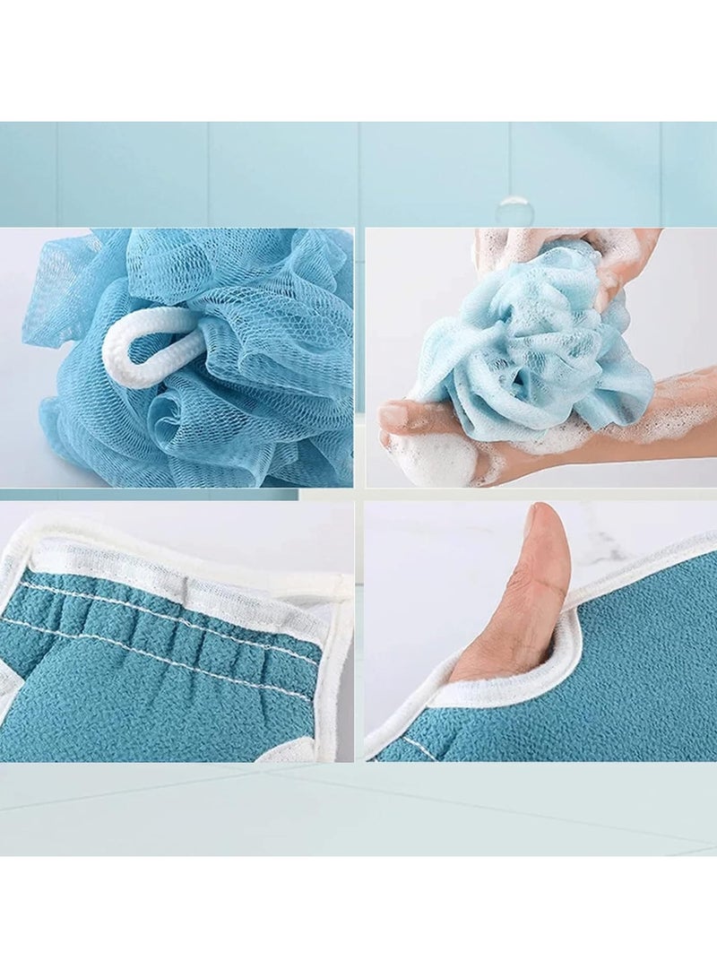 Goolsky 3pcs Teal Exfoliating Bath Set for Women - Soft Loofah Sponge, Gentle Bath Glove & Textured Back Scrubber Towel - Formaldehyde-Free, Deep Skin Cleansing & Rubbing Tools for Home Bathroom Use ﻿ - Image 3